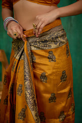 Shop Elegant Mustard Mysore Art Silk Printed Ready to Wear Saree Online - Best Prices-RTW-1944